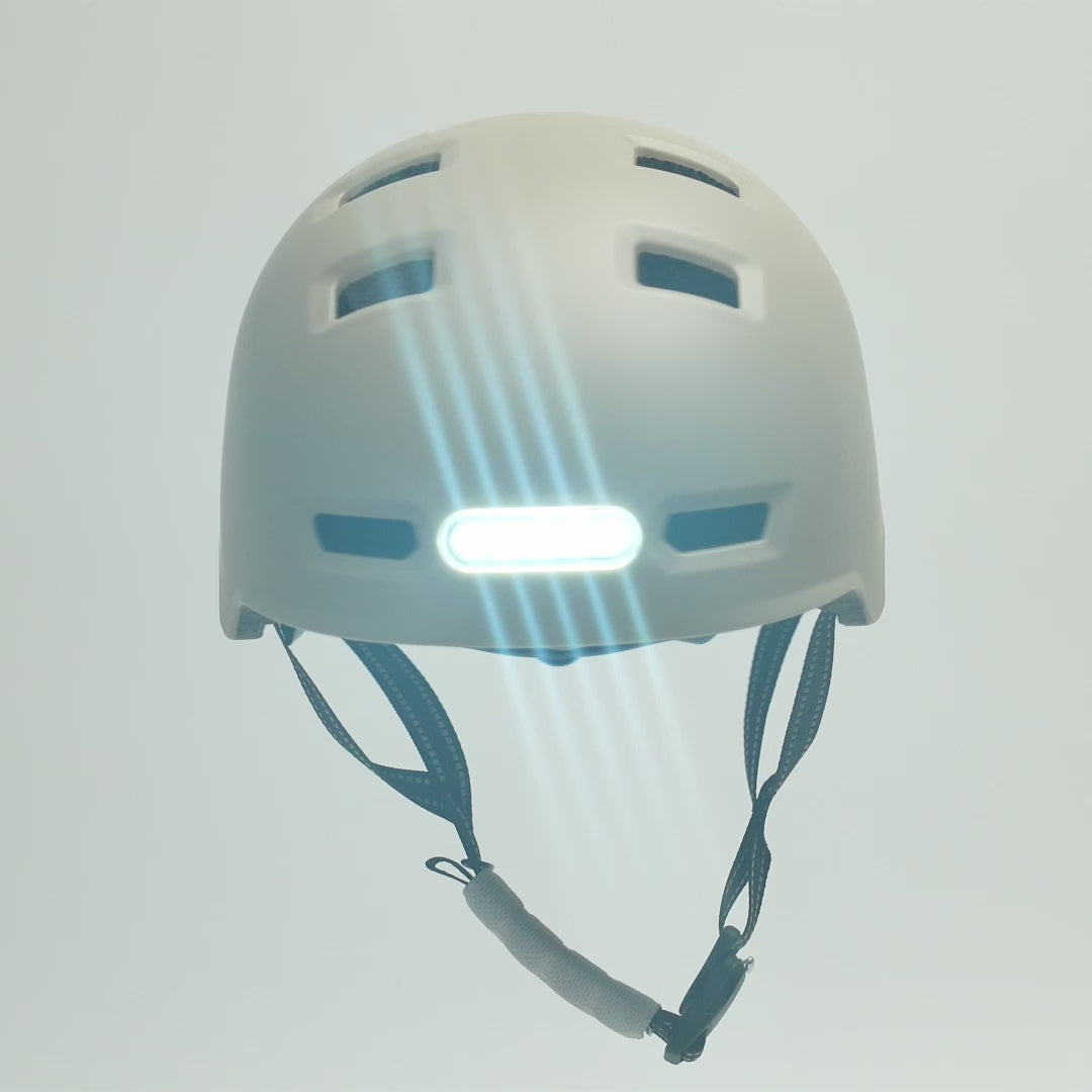 Sand Bicycle Helmet with Built-In Rechargeable Front and Rear Lights, Designed for Enhanced Visibility and Safety for Both Men and Women