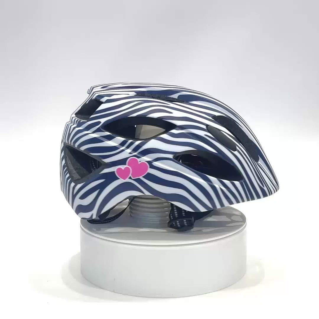 Stripes Crazy Safety Kids’ Bicycle Helmet Featuring a Powerful Rechargeable Rear Light, Perfect for Children Aged 6 to 12 Years