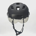 Load and play video in Gallery viewer, Sleek Black Ebike Bicycle Helmet with an Adjustable Visor, Designed for Men and Women Seeking Style and Safety on E-Bike Rides
