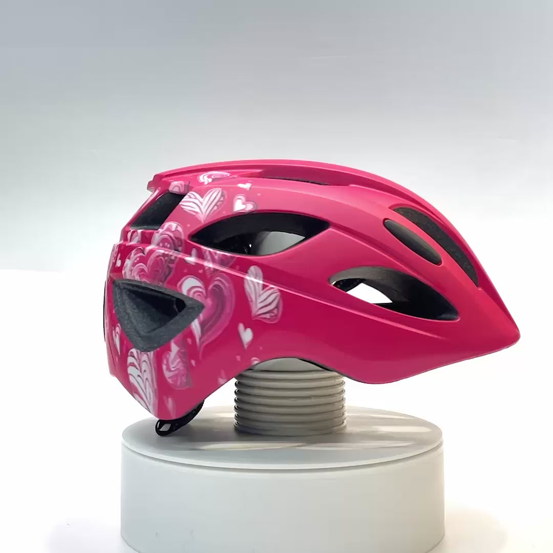 Red Heart Crazy Safety Kids’ Bicycle Helmet Featuring a Powerful Rechargeable Rear Light, Perfect for Children Aged 6 to 12 Years